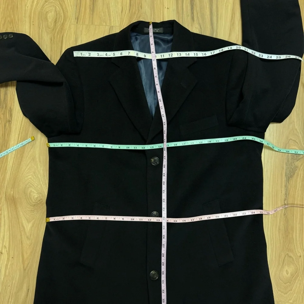 Cezani Black Wool Long Coat Peacoat 44L